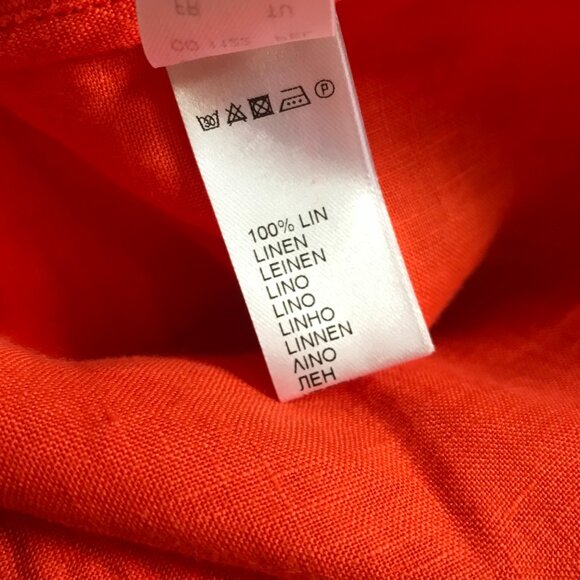 ERES Linen Bibi Kaftan Maxi Dress Womens OS Orange Short Sleeve V-Neck Cover Up - Picture 8 of 12